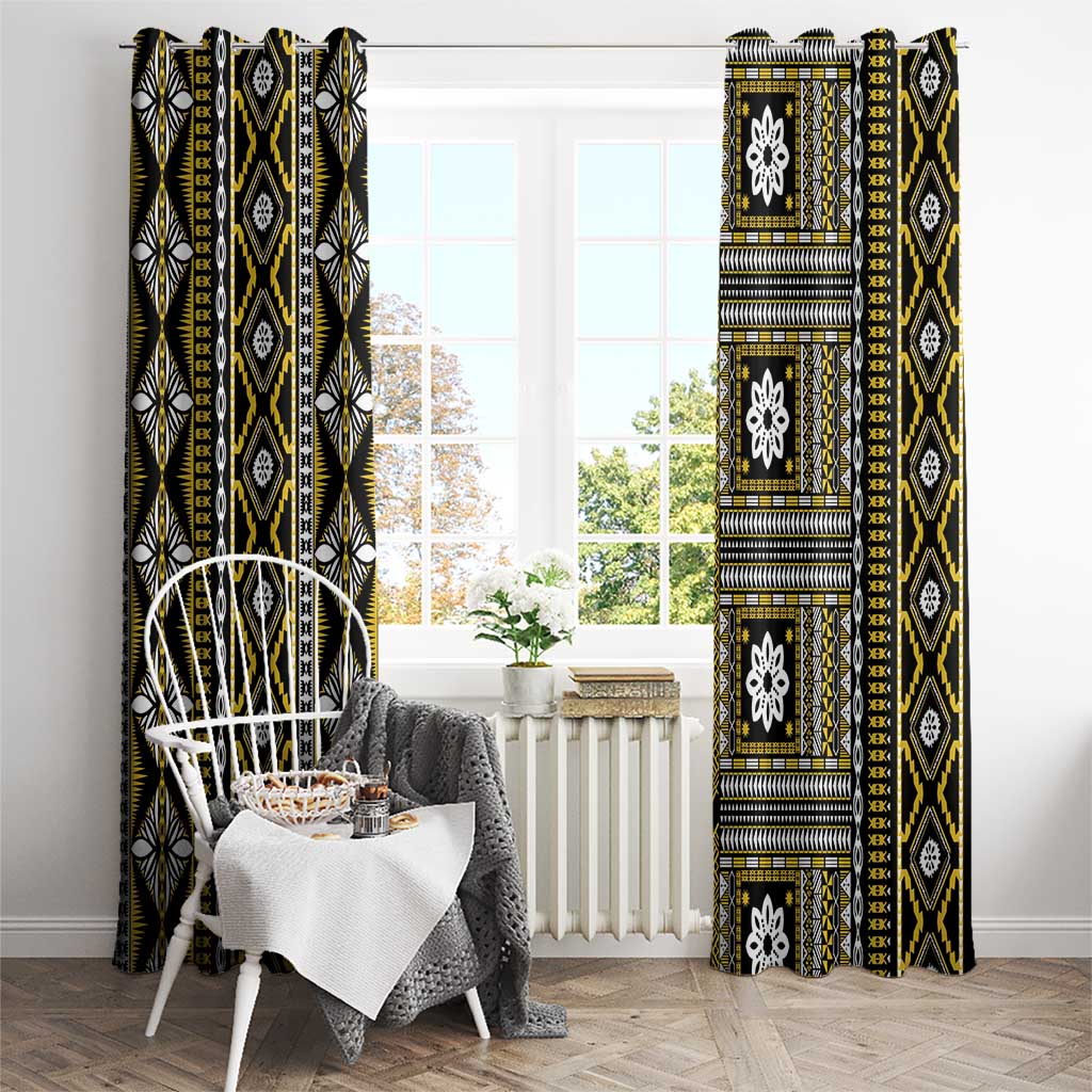 Fiji Masi Tapa Pattern Yellow Window Curtain LT01 - Polynesian Pride