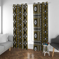 Fiji Masi Tapa Pattern Yellow Window Curtain LT01 With Grommets Yellow - Polynesian Pride
