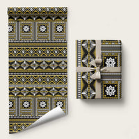 Fiji Masi Tapa Pattern Yellow Wrapping Paper LT01 58" × 23" Yellow - Polynesian Pride