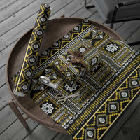 Fiji Masi Tapa Pattern Yellow Wrapping Paper LT01 - Polynesian Pride