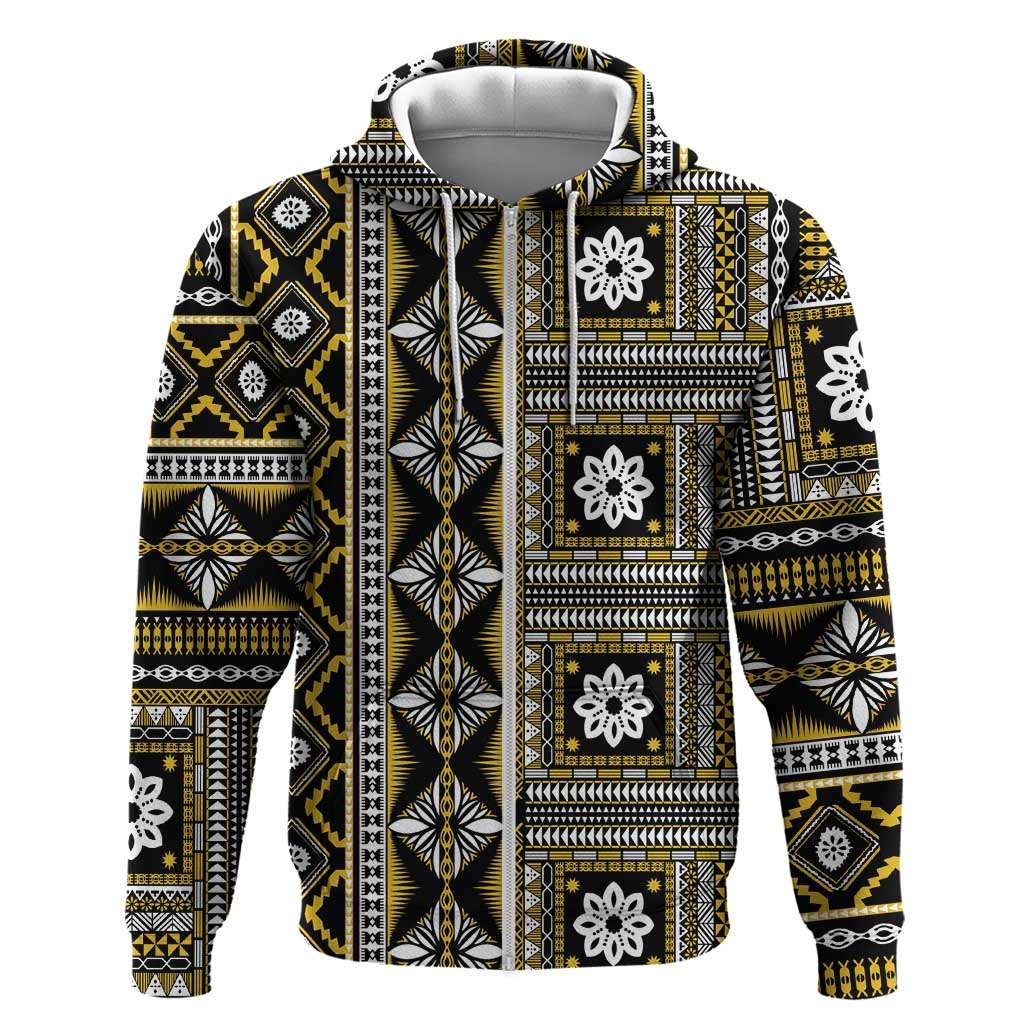 Fiji Masi Tapa Pattern Yellow Zip Hoodie LT01 Zip Hoodie Yellow - Polynesian Pride