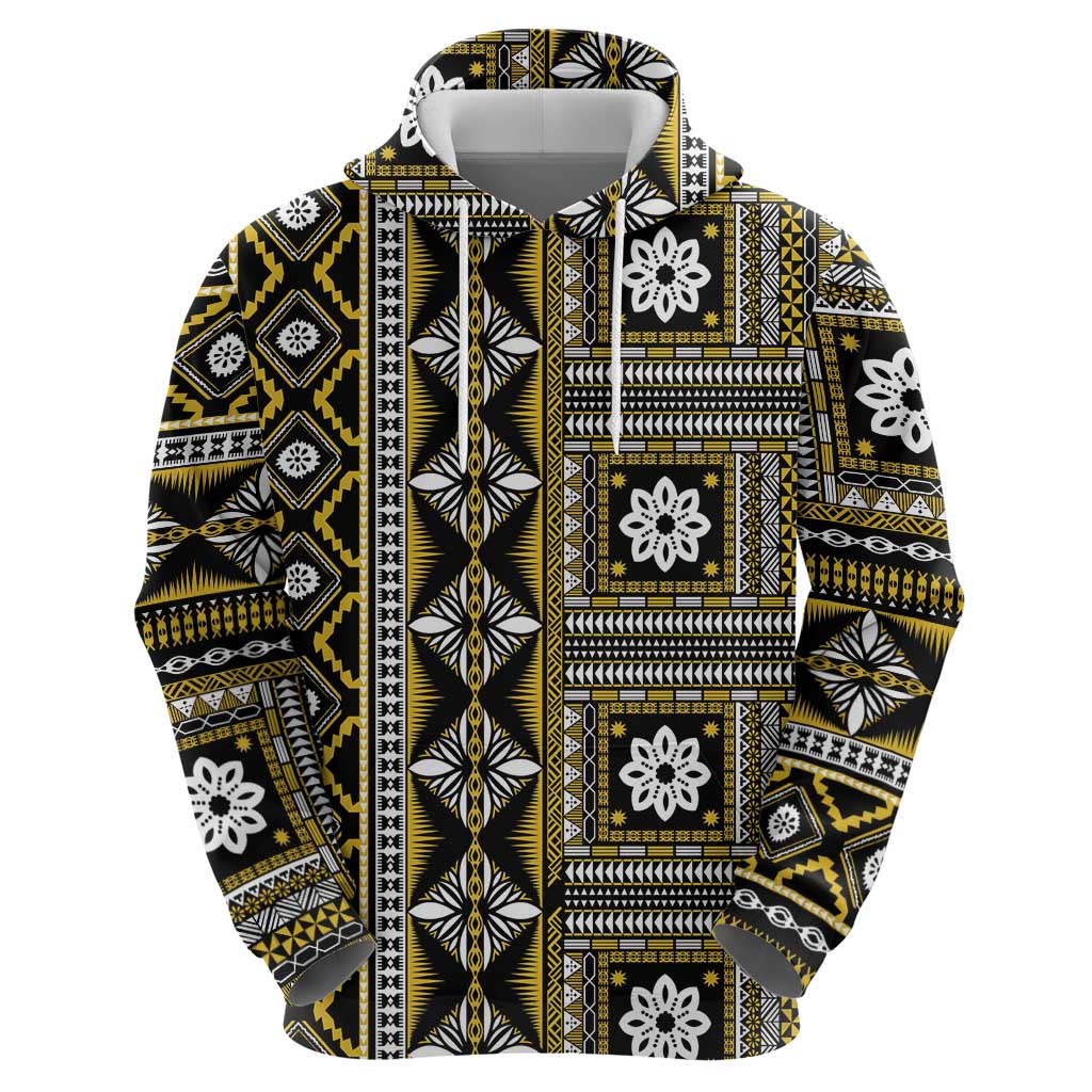 Fiji Masi Tapa Pattern Yellow Zip Hoodie LT01 - Polynesian Pride