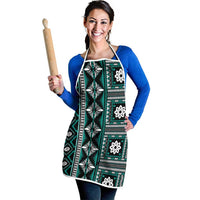 Fiji Masi Tapa Pattern Teal Apron LT01 - Polynesian Pride