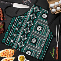 Fiji Masi Tapa Pattern Teal Apron LT01 Teal - Polynesian Pride