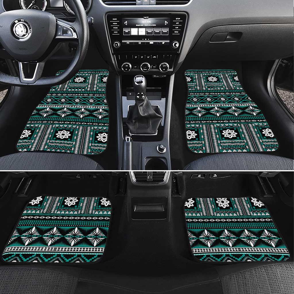 Fiji Masi Tapa Pattern Teal Car Mats LT01 Set 4pcs Teal - Polynesian Pride