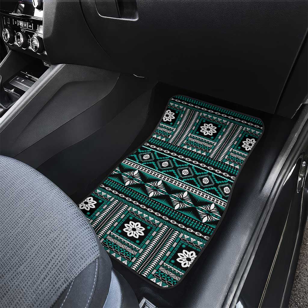Fiji Masi Tapa Pattern Teal Car Mats LT01 - Polynesian Pride