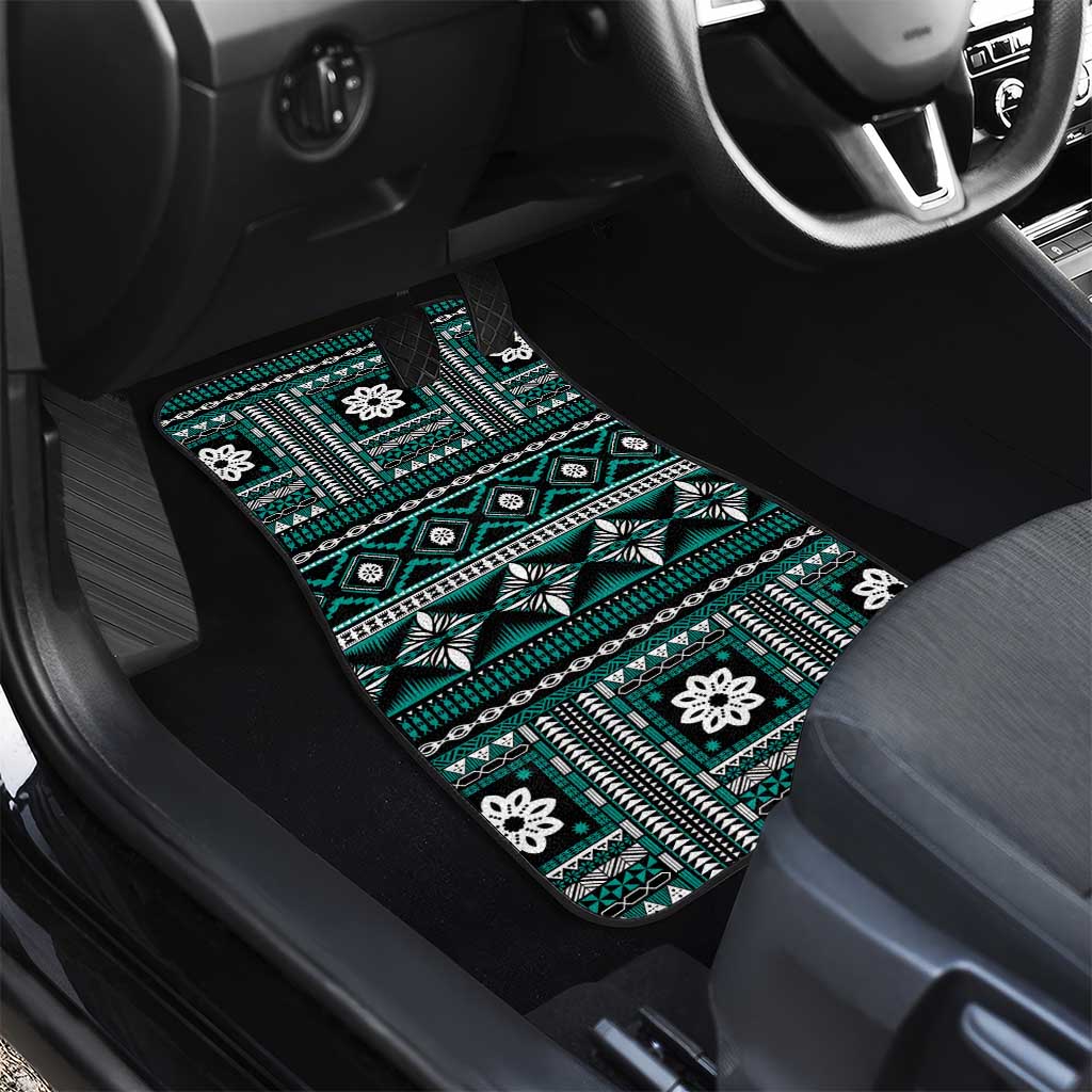 Fiji Masi Tapa Pattern Teal Car Mats LT01 - Polynesian Pride