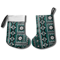 Fiji Masi Tapa Pattern Teal Christmas Stocking LT01 - Polynesian Pride