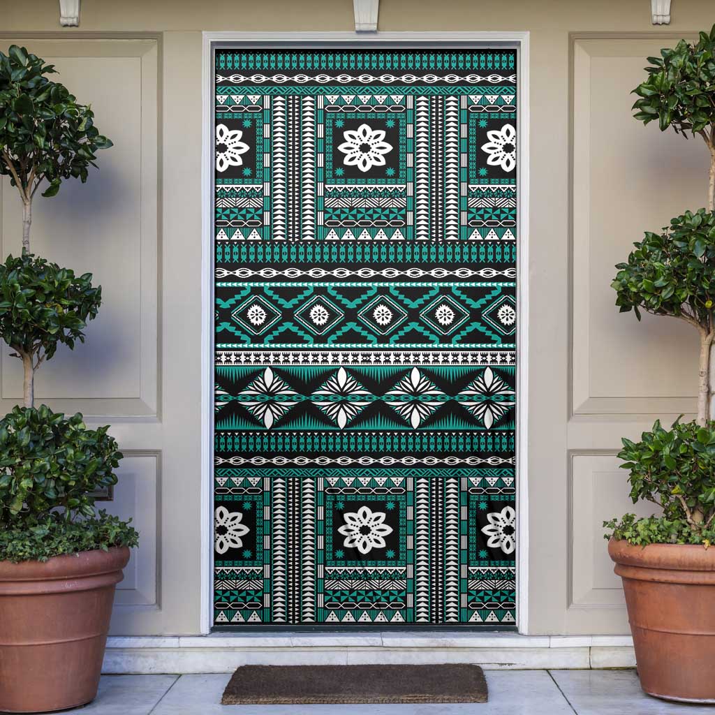 Fiji Masi Tapa Pattern Teal Door Cover LT01 Teal - Polynesian Pride
