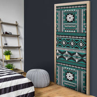 Fiji Masi Tapa Pattern Teal Door Cover LT01 - Polynesian Pride