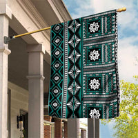 Fiji Masi Tapa Pattern Teal Garden Flag LT01 House Flag Teal - Polynesian Pride