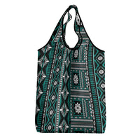 Fiji Masi Tapa Pattern Teal Grocery Bag LT01 - Polynesian Pride