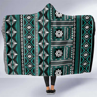 Fiji Masi Tapa Pattern Teal Hooded Blanket LT01 One Size Teal - Polynesian Pride