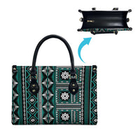 Fiji Masi Tapa Pattern Teal Leather Bag LT01 - Polynesian Pride