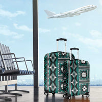 Fiji Masi Tapa Pattern Teal Luggage Cover LT01 - Polynesian Pride
