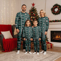 Fiji Masi Tapa Pattern Teal Christmas Pajama Set LT01 - Polynesian Pride