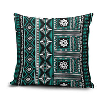 Fiji Masi Tapa Pattern Teal Pillow Cover LT01 Teal - Polynesian Pride