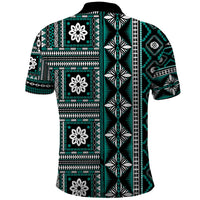 Fiji Masi Tapa Pattern Teal Polo Shirt LT01 - Polynesian Pride