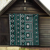 Fiji Masi Tapa Pattern Teal Quilt LT01 - Polynesian Pride