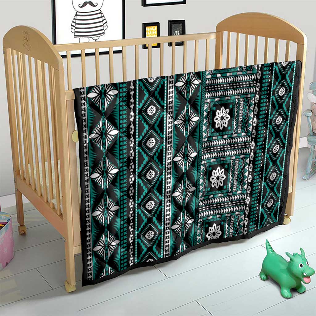 Fiji Masi Tapa Pattern Teal Quilt LT01 - Polynesian Pride