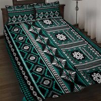 Fiji Masi Tapa Pattern Teal Quilt Bed Set LT01 Teal - Polynesian Pride