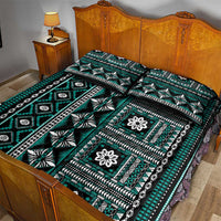 Fiji Masi Tapa Pattern Teal Quilt Bed Set LT01 - Polynesian Pride