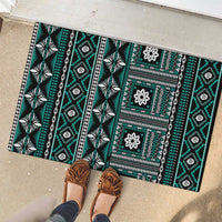 Fiji Masi Tapa Pattern Teal Rubber Doormat LT01 - Polynesian Pride