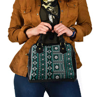 Fiji Masi Tapa Pattern Teal Shoulder Handbag LT01 - Polynesian Pride