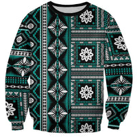 Fiji Masi Tapa Pattern Teal Sweatshirt LT01 Unisex Teal - Polynesian Pride