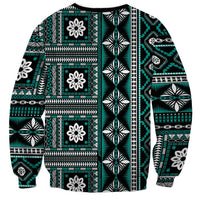 Fiji Masi Tapa Pattern Teal Sweatshirt LT01 - Polynesian Pride