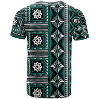 Fiji Masi Tapa Pattern Teal T Shirt LT01 - Polynesian Pride