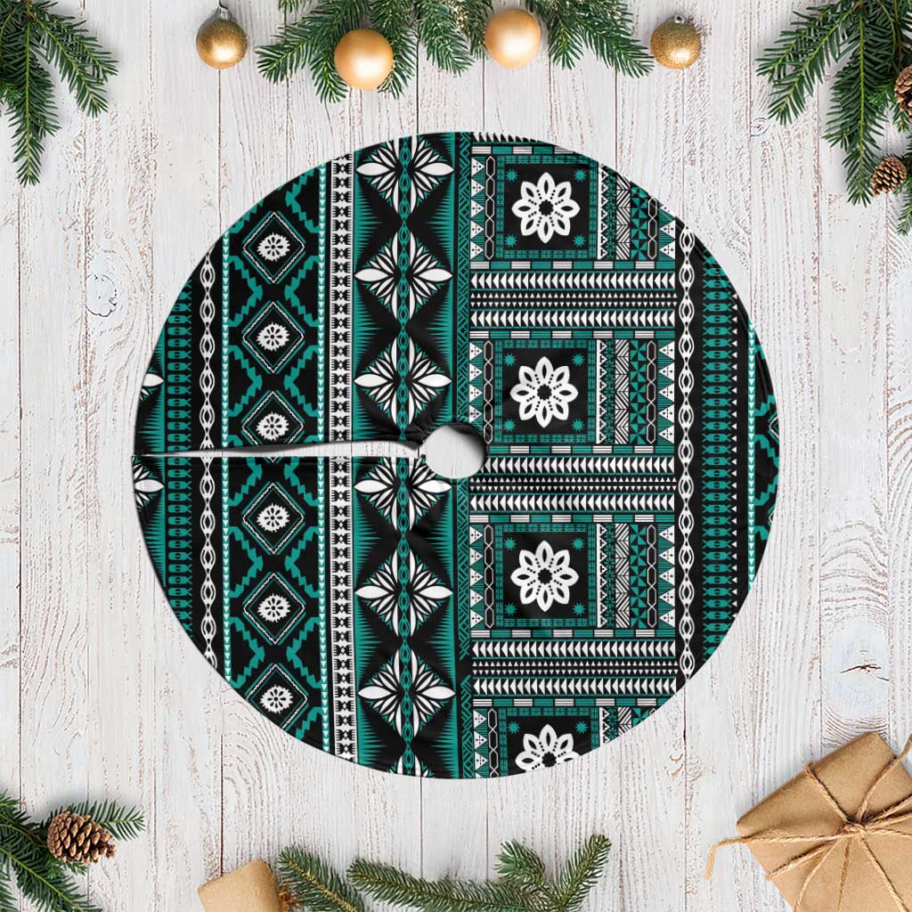Fiji Masi Tapa Pattern Teal Tree Skirt LT01 Casual Teal - Polynesian Pride