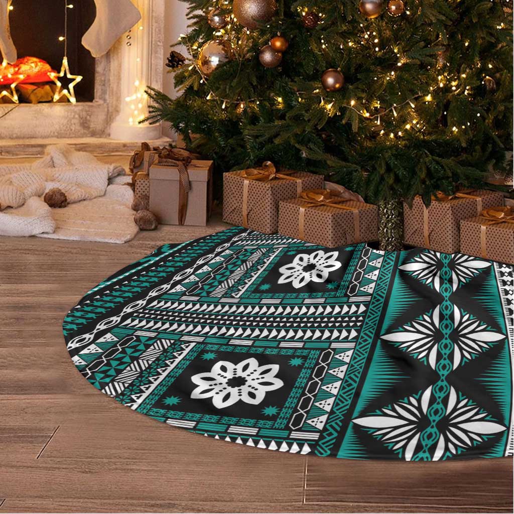 Fiji Masi Tapa Pattern Teal Tree Skirt LT01 - Polynesian Pride