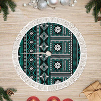 Fiji Masi Tapa Pattern Teal Tree Skirt LT01 Fringed Teal - Polynesian Pride