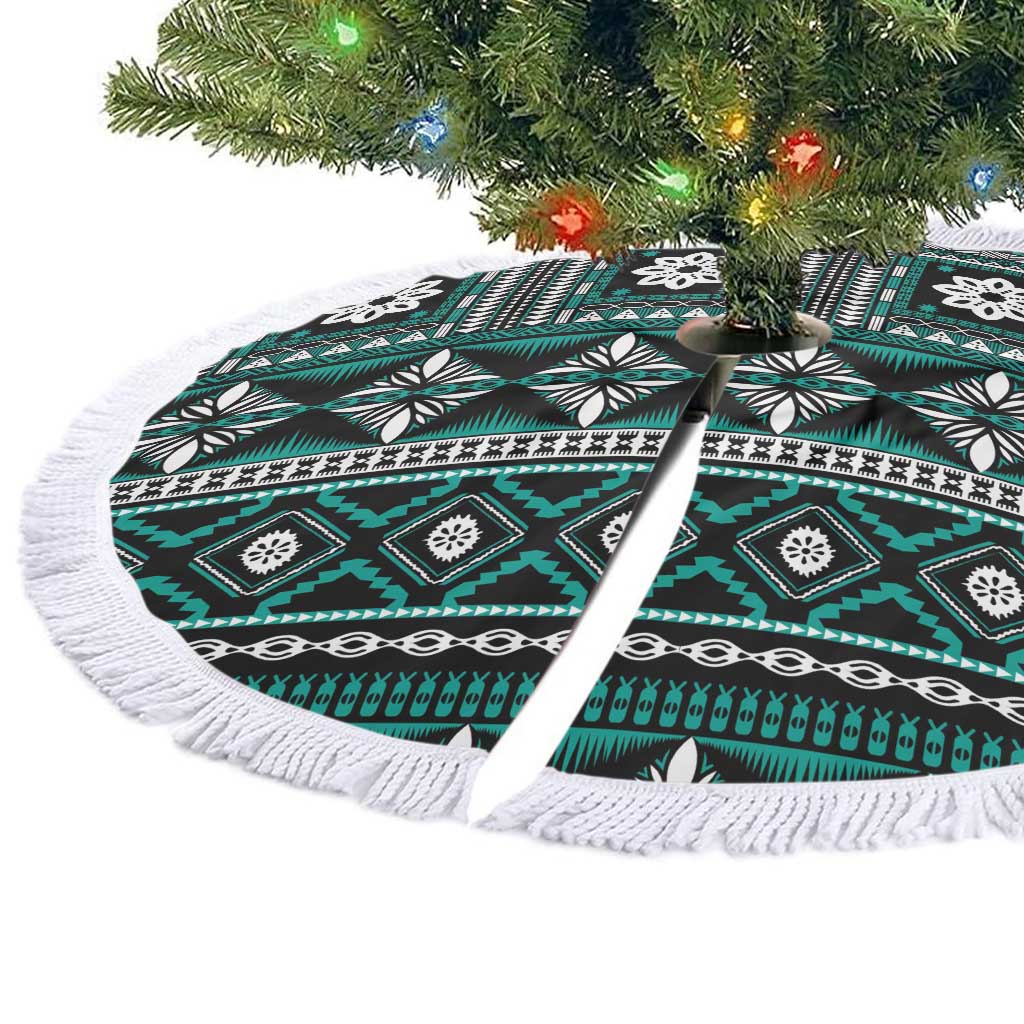 Fiji Masi Tapa Pattern Teal Tree Skirt LT01 - Polynesian Pride