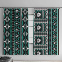 Fiji Masi Tapa Pattern Teal Window Curtain LT01 With Hooks Teal - Polynesian Pride