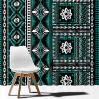 Fiji Masi Tapa Pattern Teal Window Curtain LT01 - Polynesian Pride