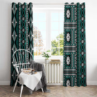 Fiji Masi Tapa Pattern Teal Window Curtain LT01 - Polynesian Pride