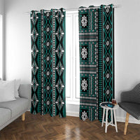 Fiji Masi Tapa Pattern Teal Window Curtain LT01 With Grommets Teal - Polynesian Pride