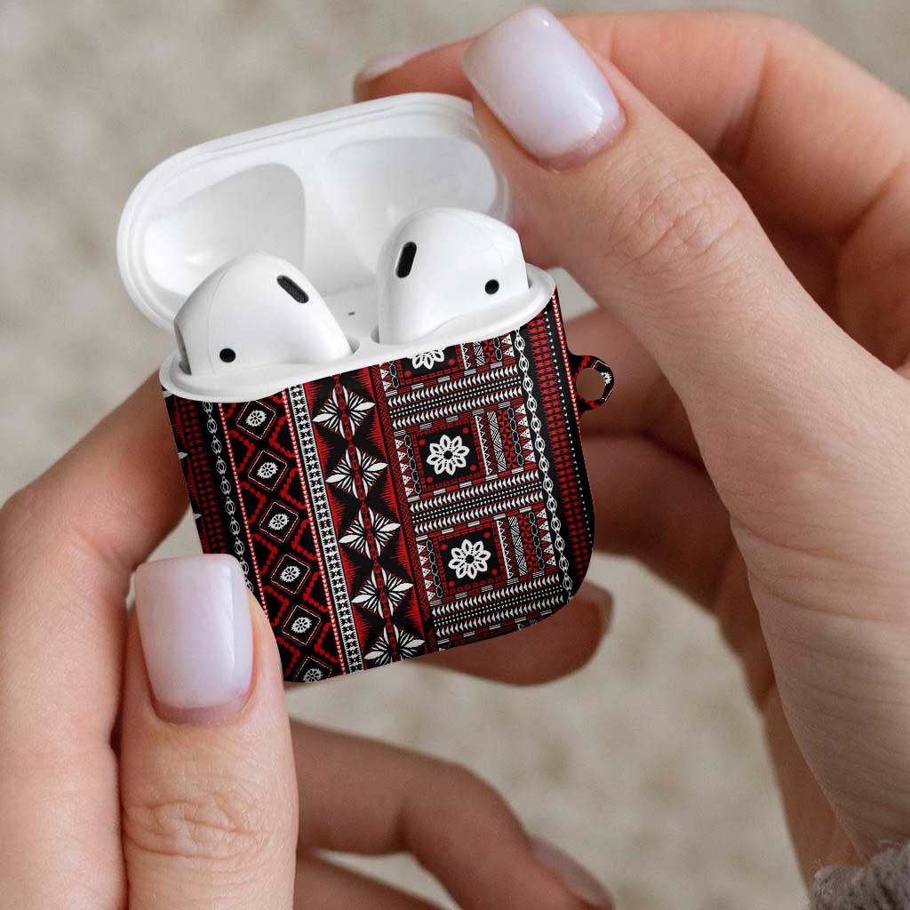 Fiji Masi Tapa Pattern Red AirPods Case LT01 - Polynesian Pride