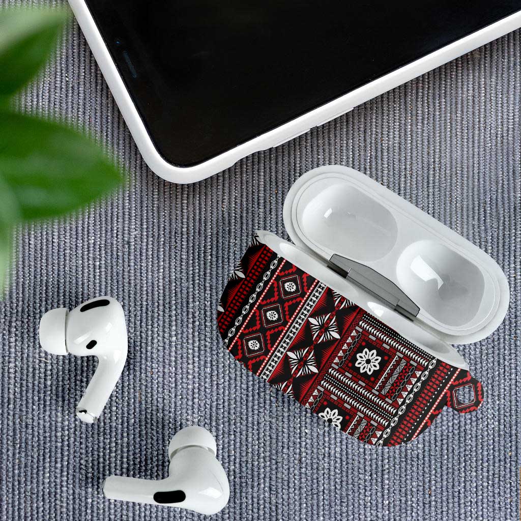 Fiji Masi Tapa Pattern Red AirPods Case LT01 - Polynesian Pride