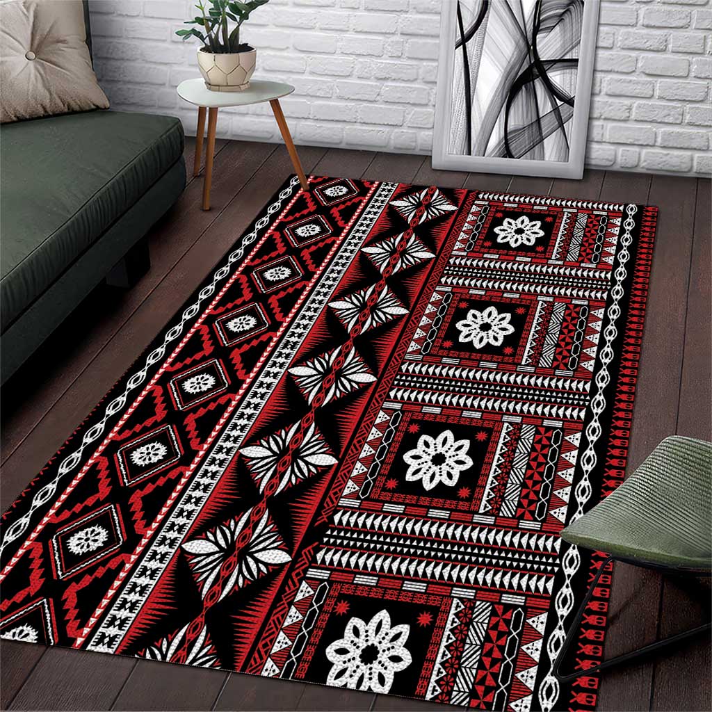 Fiji Masi Tapa Pattern Red Area Rug LT01 Red - Polynesian Pride
