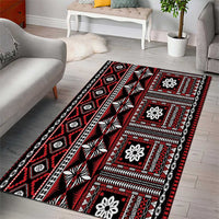 Fiji Masi Tapa Pattern Red Area Rug LT01 - Polynesian Pride