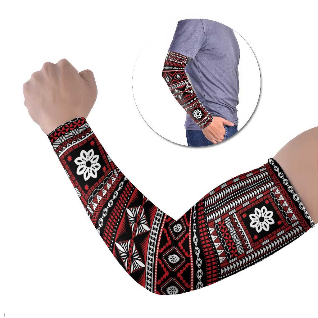 Fiji Masi Tapa Pattern Red Arm Sleeves LT01 Set of 2 Red - Polynesian Pride