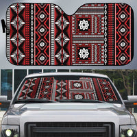 Fiji Masi Tapa Pattern Red Auto Sun Shade LT01 Red - Polynesian Pride