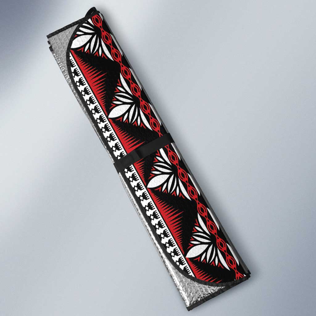 Fiji Masi Tapa Pattern Red Auto Sun Shade LT01 - Polynesian Pride