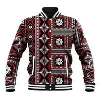 Fiji Masi Tapa Pattern Red Baseball Jacket LT01 Unisex Red - Polynesian Pride