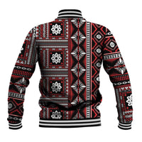 Fiji Masi Tapa Pattern Red Baseball Jacket LT01 - Polynesian Pride