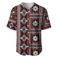 Fiji Masi Tapa Pattern Red Baseball Jersey LT01 Red - Polynesian Pride