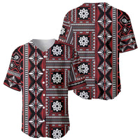 Fiji Masi Tapa Pattern Red Baseball Jersey LT01 - Polynesian Pride